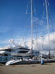 IMG 7594 Sailing-yacht-Mari-Cha-III+ Galaxy-behind-in-Antibes-Quai-de-la-Grande-Plaisance